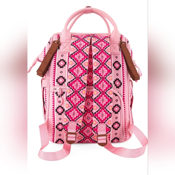 Wrangler Aztec Southwestern Pattern Sided Print Multi-Function Backpack Pink - Picture 7 of 9